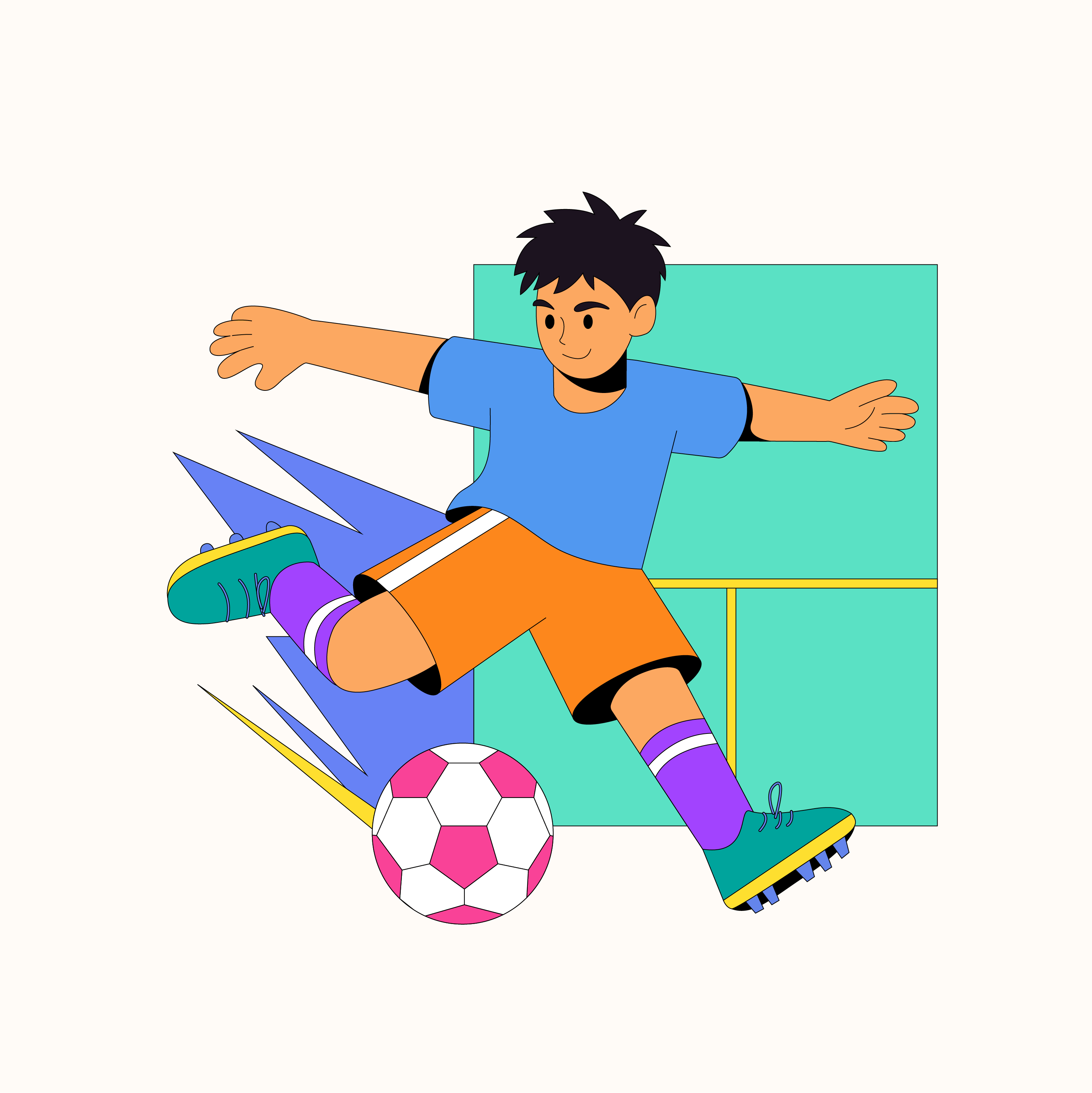 Example of Vibrant Flat Style Sports Illustration