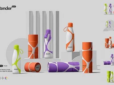 Tube and Bottle Mockup Set aluminum bottle label mockup bottle mockup bottled water box branding case label mockup set packing paper psd scene creator script font thermos tube tube mockup