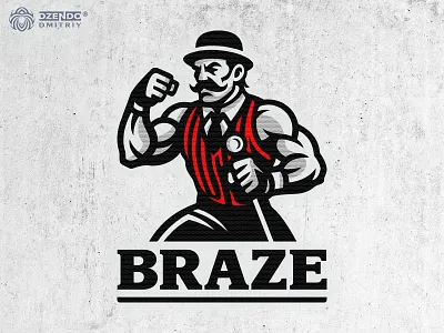 GYM Logo "BRAZE" branding fitness logo gentleman logo gym branding gym logo logo muscular logo power logo sports branding strength logo