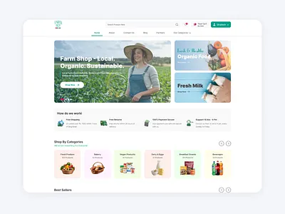 Farm Shop Website UI app design branding delivery website design designer food website graphic design illustration logo restaurant website ui uiux vector website website design website ui