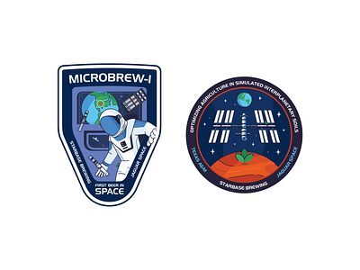 Starbase badges astronaut badge branding brewing craft beer design drink earth explore future icon icon set illustration ipa logo mars plant space space station vector
