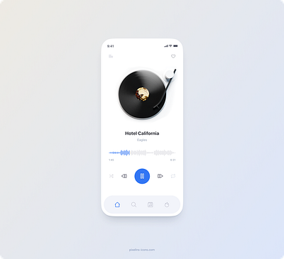 Vinyl Music Player app clean line icons music play player random retro shuffle ui vinyl