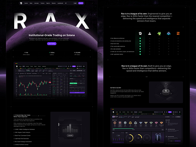 Rax Trade - Landing Web Design charts crypto dashboard dex landing solana trade ui ux web3 website