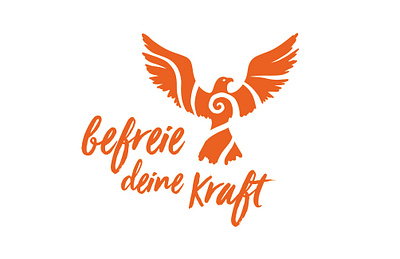 Free your Power bird bodywork branding dynamic eagle graphic design handmade illustration logo logo design orange phoenix power spiral vibrant wings