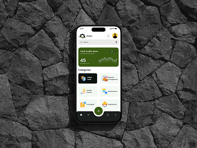 Shoply - Manufacturing Functions Management App-Homescreen figma homescreen design manufacturing app mobile app design ui ui design ux design