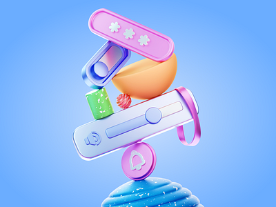 Floating Sliders & Buttons – CG UI Abstraction 3d 3d art 3d concept design 3d design 3d digital art 3d graphic 3d graphics 3d illustration 3d render 3d visual cg cg art colorful funny illustration illustration art interface render ui ui dsign