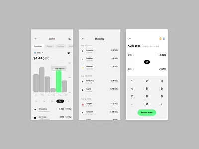 Crypto wallet app blockchain ui btc crypto app crypto payments crypto ux defi defi ui design ios mobile solana spending tracker token swap transactions ui ux wallet wallet design wallet ui