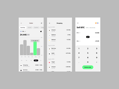 Crypto wallet app blockchain ui btc crypto app crypto payments crypto ux defi defi ui design ios mobile solana spending tracker token swap transactions ui ux wallet wallet design wallet ui