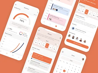 Calendar Mobile App UI Kit app calendar chart date design event schedule ui ui design ui kit ux