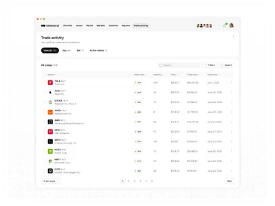 Trade activity — Untitled UI data table product design table trade activity ui design user interface
