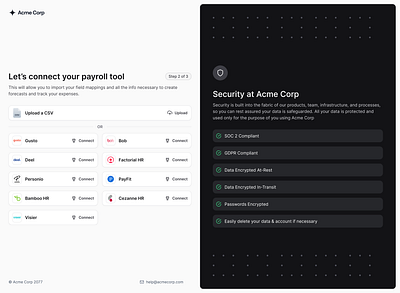 Onboarding (connect your tool) apollo connect connect app connect tool crm error state field mapping financial forecast hubspot integration integrations onboarding onboarding flow saas salesforce setting up settings step by step zoominfo