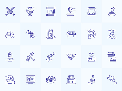 Gaming Icons Collection app arcade avatar console controller dashboard esports gamepad gaming icons interface joystick leaderboard loot minimal mobile pixel quest retro ui
