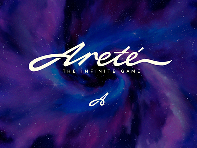 Arete _ logotype art branding calligraphy custom flow game handmade iconic identity infitive lettering logo premium script signature strong timeless trip type unique