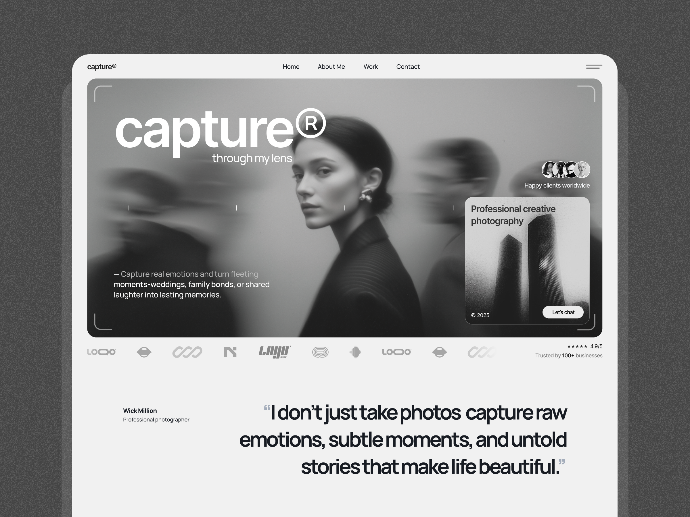 Photographer Personal Portfolio Website Design agency creative agency minimal personal portfolio photographer photography agency photography website design trendy ui uiux website website design