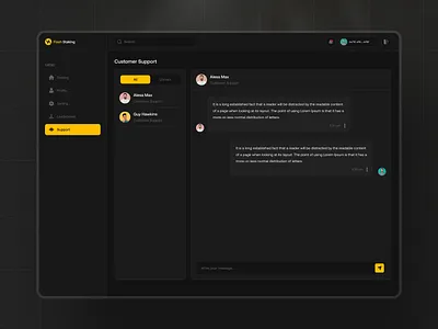 Customer Support UI – Crypto App chating chatui crypto cryptoapp customersupport dashboarddesign fintech help senter massage productdesign ui ux web3design webapp