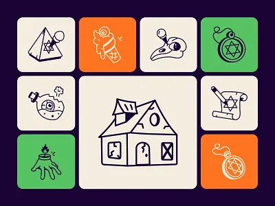 Witchy Doodle Art Set 3d animation art set branding doodle graphic design halloween illustration logo motion graphics mystical spooky ui witchy