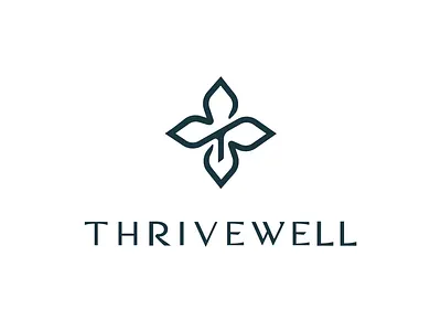 Brand Identity - Thrivewell branding brandmark clean cross emblem flow flower graphic design identity design leaf letter t logo logo design logos minimalist modern monogram monoline organic wealth