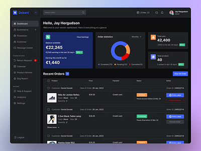 E-commerce Dashboard Design 🛍️ - Dark Version app design branding clean dark version dashboard design design design agency design service e commerce e commerce dashboard illustration minimal ui ui design ui ux design ui ux designer ux ux design web design website design