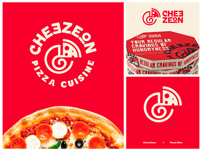 Chameleon and Pizza combination Logo chameleon logo cheese logo food logo italian food pizza logo pizza lovers restaurant logo