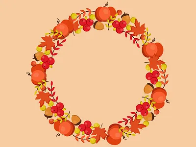 Autumn wreath autumn design graphic design illustration landscape leaf november october september strawberry vector wreath
