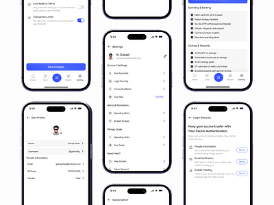 Finance App – Settings & Profile Flow finance app settings profile flow profile settings settings settings flowe