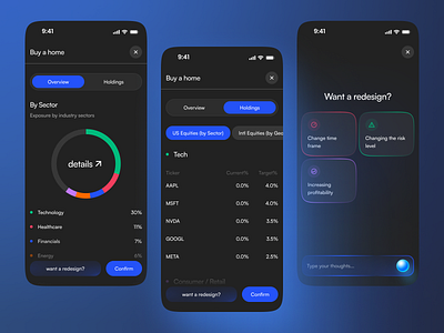 Robo-Advisor process: portfolio proposal allocation asset allocation broker chart crypto dashboard figma finance financial financial app fintech portfolio management product design robo advisor stock ui ui design ux design