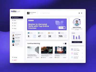 Modern E-Learning Dashboard | Clean & Minimal UI/UX productdesign
