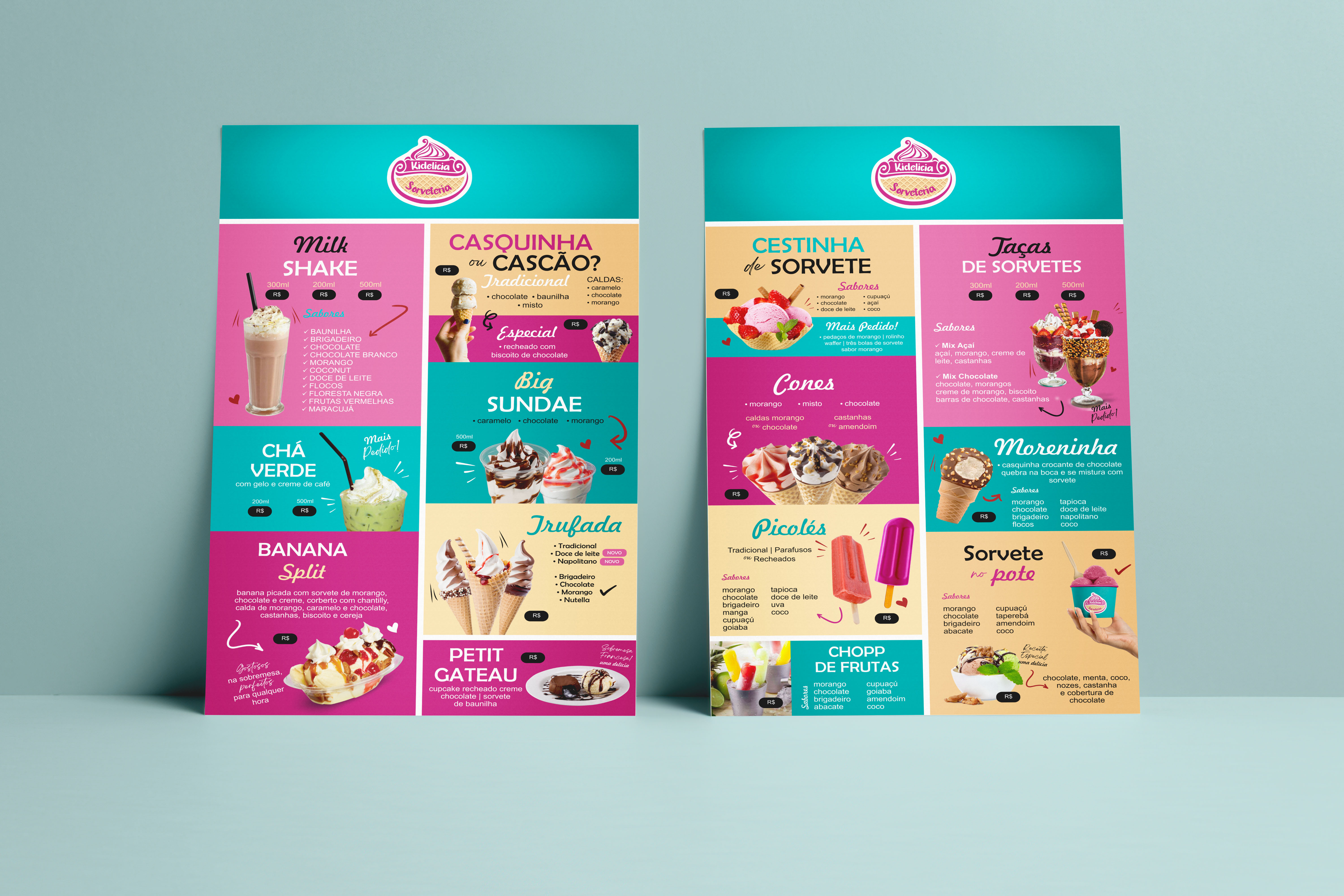 Menu Sorveteria / Ice Cream parlor branding cardapio graphic design icecreamshop menu sorveteria visual identity