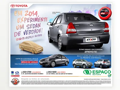 Anúncio Jornal impresso Etios Toyota varejo anuncio everson mayer impresso jornal publicidade varejo