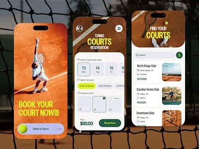 Tennis Court Reservation | Tennis App UI booking branding dashboard design homepage landing page product design saas smart app software sport sports app sports app ui sports mobile app tennis tennis app ui ux webdesign website