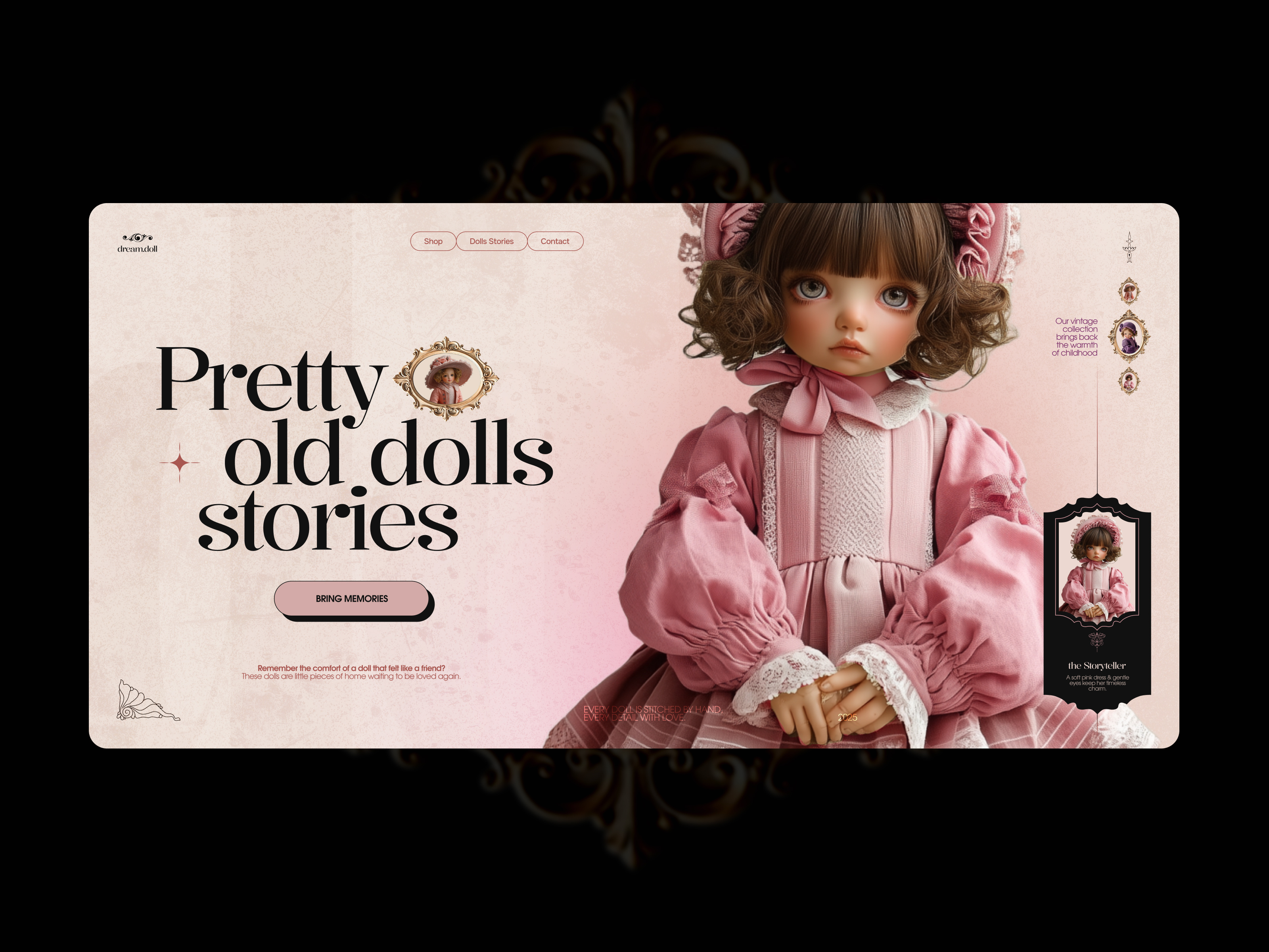 Vintage Dolls E-shop | E-commerce animation design doll e commerce e shop figma hero hero block landing page shop toys toys shop ui ux vintage web web design