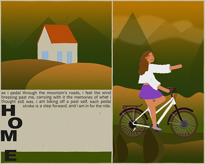 Biking off a past self / looped animation 2d aftereffects animation bicycle branding concept design digitalart explainer graphics home illustration motion design motion graphics storytelling sustainability typography ui