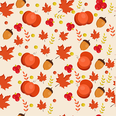 Autumn pattern autumn berry graphic design illustration leaf pattern pumpkin vector