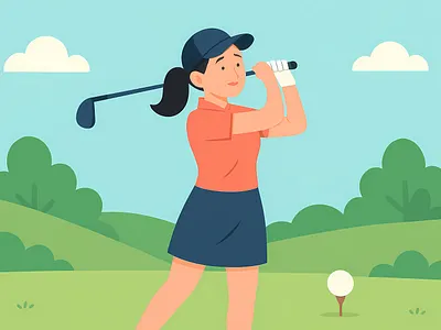 Woman Playing Golf - Vector Illustration 2d illustration animation app branding cartoon design funny golf graphic design illustration kids logo nature software sports ui vector web woman