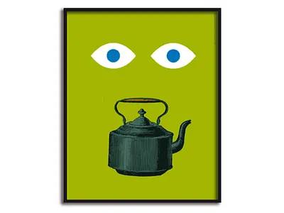 Surreal Teapot Face Illustration abstract face bold graphics conceptual art contemporary print creative artwork design poster everyday object expressive style eye symbol graphic artwork illustration design minimal design modern art playful surrealism pop art surreal illustration vintage object visual concept wall decor