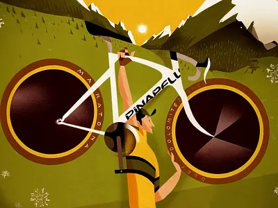 Mountain Cycling Poster Illustration adventure poster athlete drawing bike art cycling culture cycling illustration cycling passion dynamic composition endurance race geometric style graphic design landscape art modern poster mountain poster outdoor adventure racing spirit retro style sport artwork sports illustration vector artwork