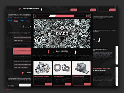 Diaco Sanat – Industrial Bearings Website Design 3d animation app bearing branding graphic design icon illustration illustrator landing page logo minimal product design typography ui ux vector web web design website