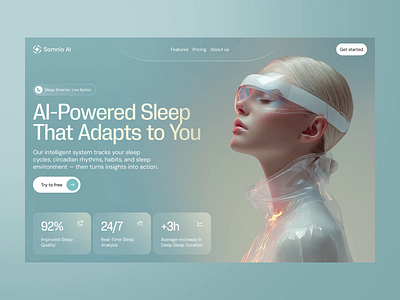 AI Sleep Tracker Home Page activities ai health health app health tracker medical medicine mental health monitoring motion design sleep tracker startup ui ux webdesign