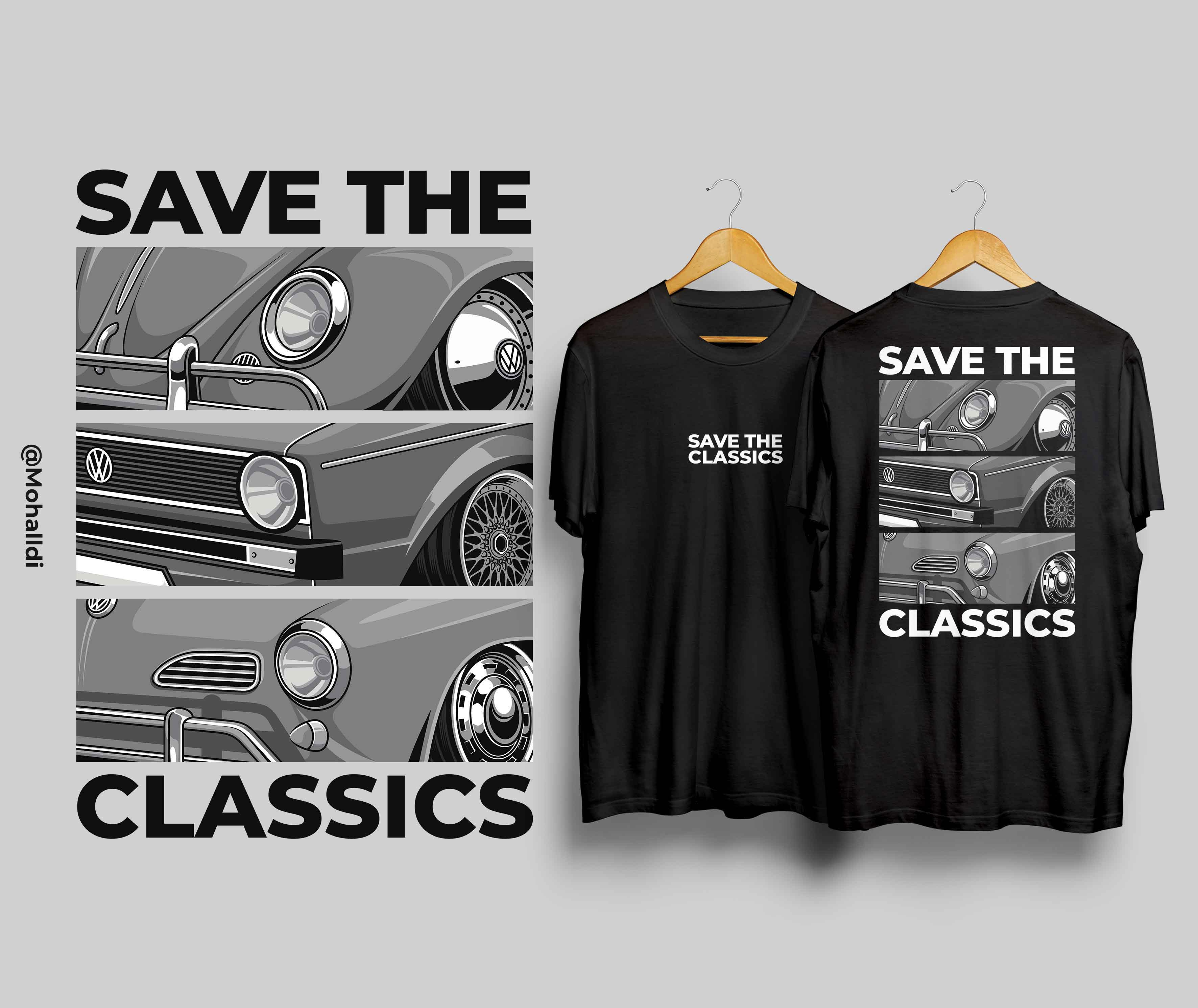 Save The Classic Car Illustration car tshirt