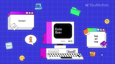 Next Level Pop-Up abstract colorful computer concept creative cyber design digital futuristic gradient neon nextlevel pixel playful popup retro retrostyle vaporwave visual youmotion