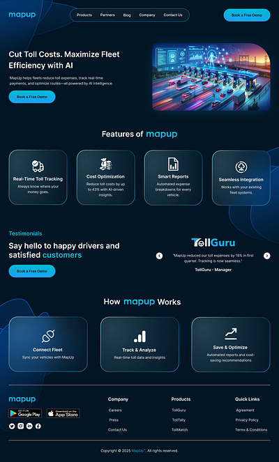 MapUp Website Re design – AI Fleet Toll Optimization app branding design graphic design illustration logo ui ux vector