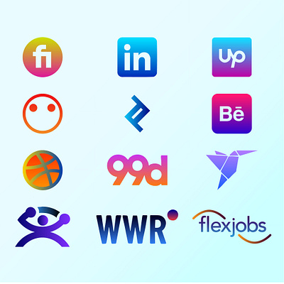Fiverr, Upwork, LinkedIn, Toptal, marketplace modern logo color! 99designs branding colorfullogo creative logo design fiverr freelancer.com graphic design illustration linkedin logo logo design logo maker modern logo pepleparhours toptal upwork