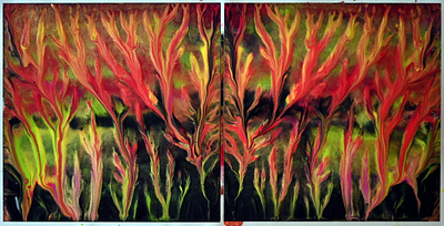 Easy Double Dip Acrylic Pour 🍂 Stunning Fall Inspired Diptych ~ acrylic acrylic paint art branding design illustration paintings pouring tutorial