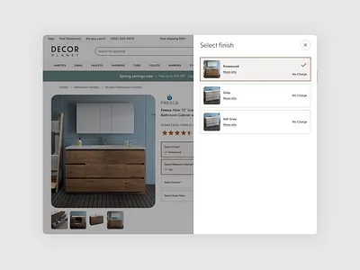 Product Color Configurator – Vanity customizer designer desktop e commerce home renovation modal options selection pdp product design uiux design