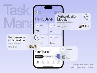Task Management App app clean ui dashboard figma flat design light mode minimal mobile mobile app planner productivity schedule task management task tracker team to do list tool ui ux workflow
