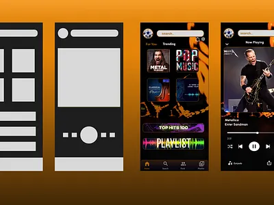 orange UX/UI Design music player 3d animation branding design graphic design logo motion graphics ui