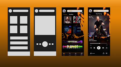 orange UX/UI Design music player 3d animation branding design graphic design logo motion graphics ui