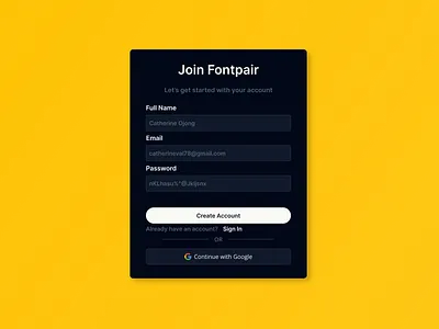 Fontpair Sign Up Form design ui ux