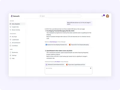 AI Enterprise Search – Chat Interface UI ai chat business tools desktop documentation enterprise search interface product design saas search uxui