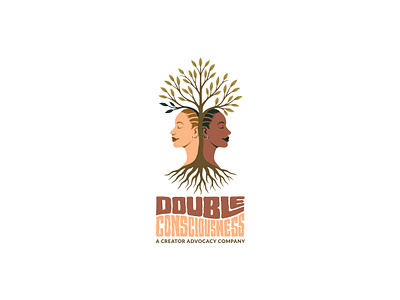 Custom Logo - Double Consciousness black logo branding creative female feminine logo graphic design hand drawn handlettering illustration leaves lettering logo logo design logotype root tree typography vector art vector illustration woman